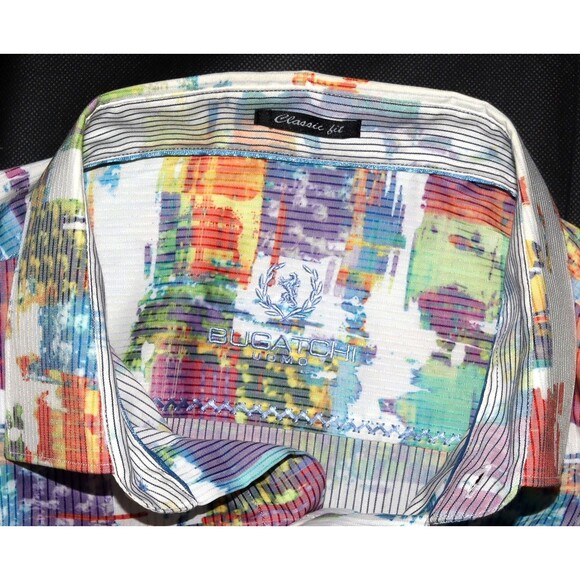 Bugatchi Uomo Classic Fit Men’s Long Button Sleeve Dress Textured Shirt Size XL - Picture 8 of 11